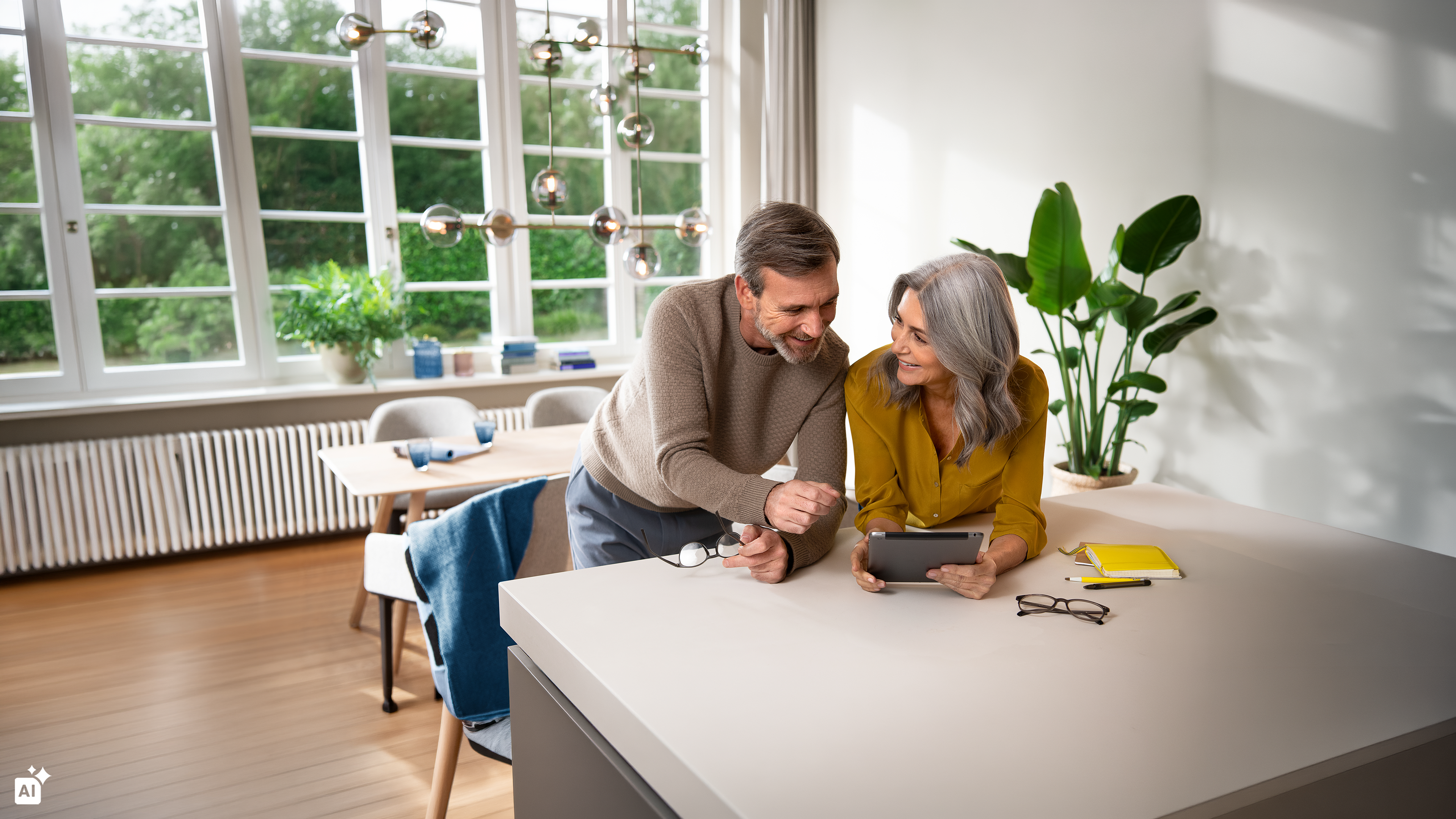 Vrouw en man bekijken samen op een tablet de Medi.Connect app