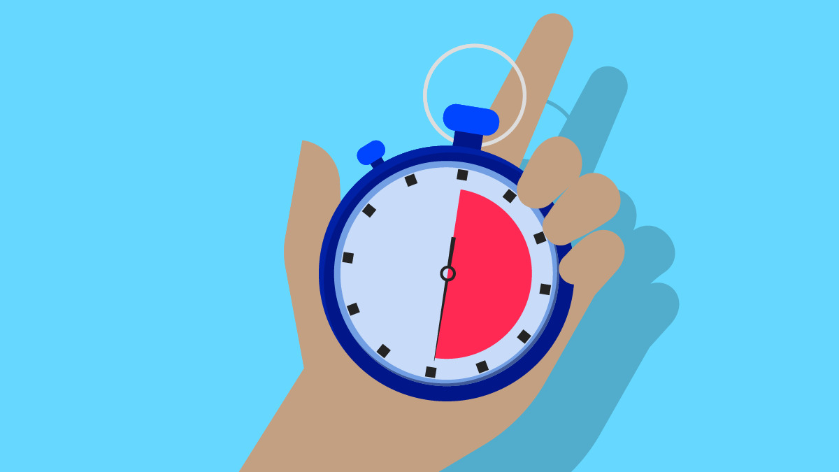 Illustration of a hand holding a stopwatch