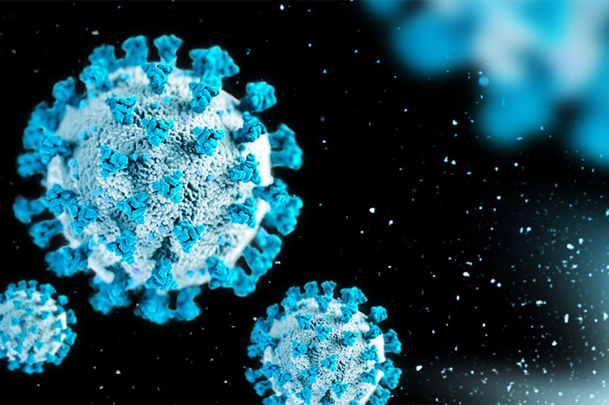 Microscopic illustration of a virus.