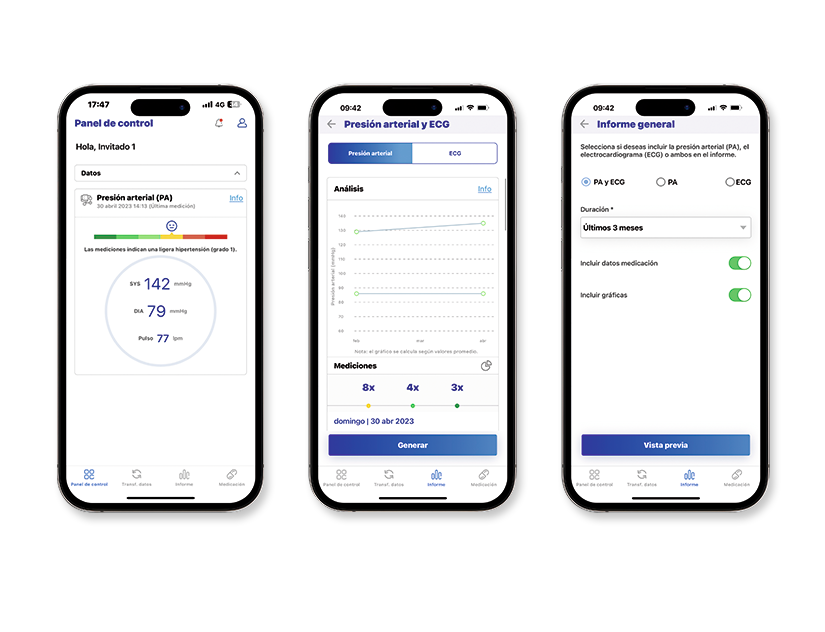 Con la aplicación Veroval medi.connect realiza un seguimiento de tus valores de tensión arterial y comparte los datos con tu médico